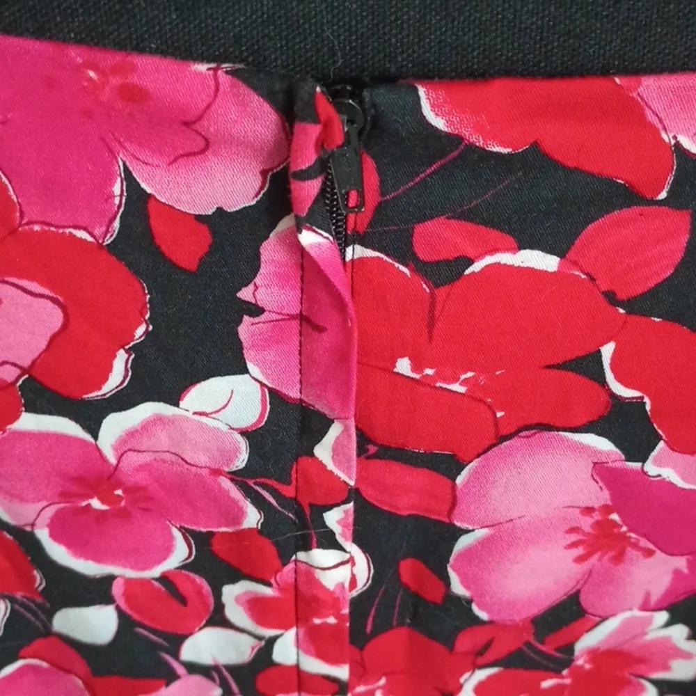 Sleeveless Black Red and Fuschia Floral Midi Dress by AGB Dress Size 16 - Picture 4 of 7